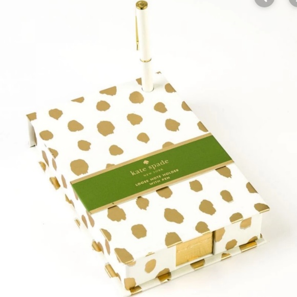 kate spade Gold Flamingo Dot Loose Note Holder Pen - Picture 1 of 4